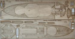 gravierter LC-Decksatz aus Holz für Panzerschiff / Linienschiff Brandenburg (1893) 1:200 Paper Modeling Nr. 374