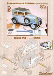 Opel P4 aus dem Jahr 1935 blau 1:25 deutsche Bauanleitung
