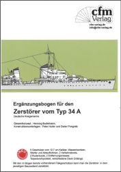 Ergänzungsbogen für den Zerstörer des Typs 34 A Erich Koellner 1:250