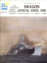 Kreuzer ORP Dragon + drei U-Boote 1:400 Originalausgabe