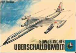 sowjetischer Überschallbomber Mjassischtschew M-50 1:50 auf Silberfolie, DDR-Verlag Junge Welt (Kranich Bogen 1966)