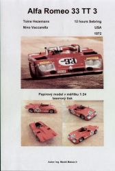 Rennwagen Alfa Romeo 33 TT 3 ("12 hours Sebring" USA, 1972) 1:24