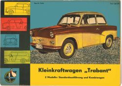 Kleinkraftwagen Trabant – 2 Modelle: Standardausführung und Kombiwagen 1:20 DDR-Verlag Junge Welt (Pinguin Ausschneide-Bogen 1961)