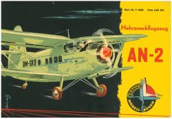Mehrzweckflugzeug AN-2 1:40 DDR-Verlag Junge Welt (Kranich Modell Bogen Originalausgabe 1958) leicht beschädigt
