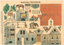 Modellierbogen Dorfschmiede (Reprint Verlag Oehmigke & Riemschneider / Neuruppin, 1859)