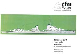 Zerstörer Z 10 Hans Lody Typ 34A der ehemaligen Kriegsmarine 1:250 Vollrumpf- oder Wasserlinienmodell