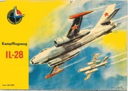 Kampfflugzeug Iljuschin Il-28 1:40 DDR-Verlag Junge Welt (Kranich Modell-Bogen 1964), Druck auf Silberfolie
