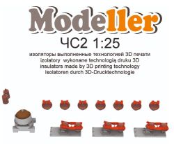3D-Druck-Satz Isolatoren und Ausrüstungsdetails der E-Leitungen für E-Lokomotive TschS2T der Ukrsalisnyzja 1:25 Modeller Nr. 10