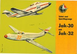 Schul- und Sportflugzeuge Jak-30 und Jak-32 1:50 auf Silberfolie, DDR-Verlag Junge Welt (Kranich Modell-Bogen, 1964), selten