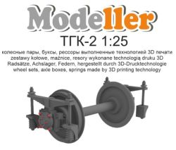 3D-Druck-Satz mit Radsätzen, Federung und Achslager  der Lok TGK2-7933 1:25 Modeller Nr. 11/2023