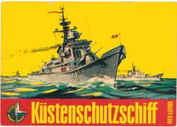 Küstenschutzschiff der Volksmarine 1:200 DDR-Verlag Junge Welt (Kranich Modell-Bogen, 1965), selten