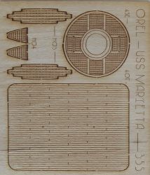 gravierter LC-Decksatz für Fluss-Monitor aus der Zeit des amerikanischen Bürgerkriegs: USS Marietta (1865) 1:200 Paper Modeling 353