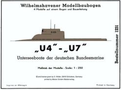 U4 - U7, Unterseeboote der deutschen Bundesmarine, 4 Modelle, Offsetdruck, ANGEBOT
