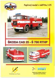 Feuerwehrfahrzeug/Tanklöschfahrzeug Skoda CAS 25 – S 706 RTHP (mit kurzem Fahrerhaus) 1:25 selten