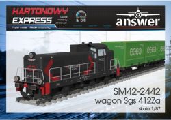 Diesellokomotive der SM42, 4-achsiger Flachwagen 412 Za (Sgs) mit 3 Containern 1:87 (H0)