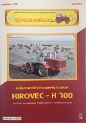 sowjetischer Landwirtschaftsschlepper KIROVEC K-700A mit einer Egge 1:32 präzise