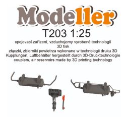 3D-Druck-Satz mit Kupplungen und Druckluftbehältern der Lok T203 1:25 Modeller Nr. 12/2023