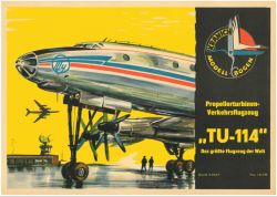 Das Größte Flugzeug der Welt - Propellerturbinen-Verkehrsflugzeug TU-114 1:50 DDR-Verlag Junge Welt (Kranich Bogen 1960)