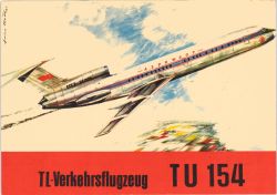 TL-Verkehrsflugzeug Tu-154 der Aeroflot 1:100 DDR-Verlag Junge Welt (1970), auf Silberfolie