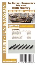 Rohrensatz für Kanonen als 3D-Druck aus Kunststoff für Linienschiff HMS Victory  (1776) 1:96